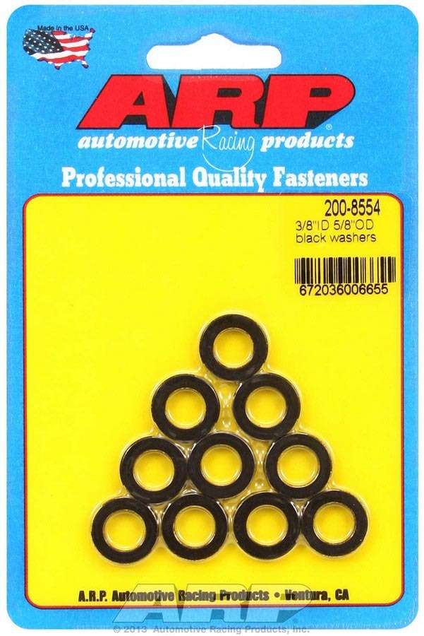 Auto Racing Products Black Washers - 3/8 ID x 5/8 OD (10)