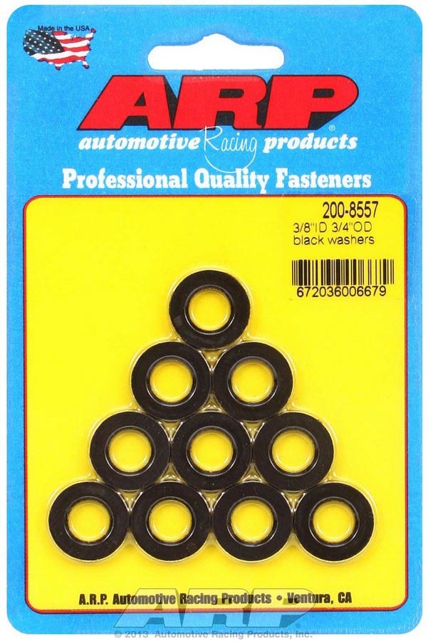 Auto Racing Products Black Washers - 3/8 ID x 3/4 OD (10)