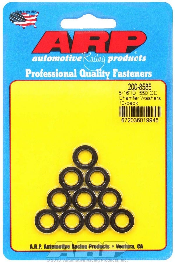 Auto Racing Products Black Washers - 5/16 ID x .550 OD Chamfer (10)