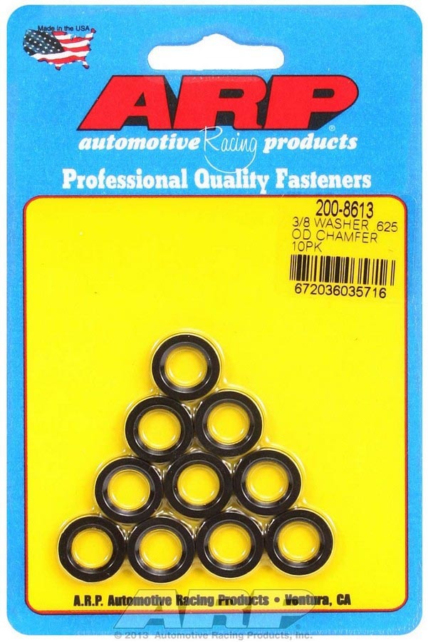 Auto Racing Products Black Washers - 3/8ID x .625 OD Chamfer (10)