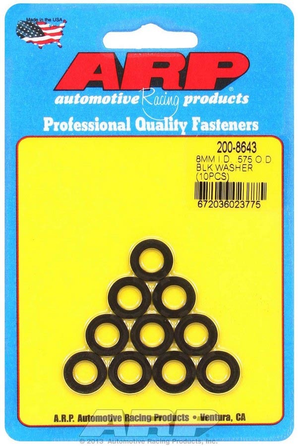 Auto Racing Products Black Washers - 8mm ID x .575 OD (10)