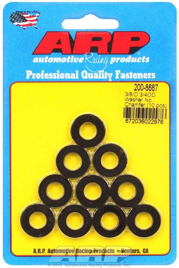 Auto Racing Products Black Washers - 3/8 ID x 3/4 OD (10)