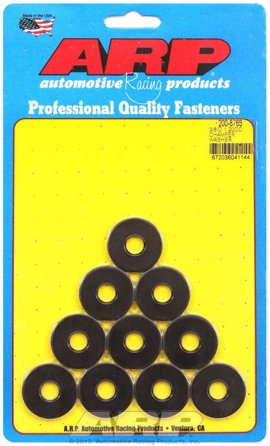 Auto Racing Products Black Washers - 3/8 ID x 1.200 OD w/Chamfer 10pk