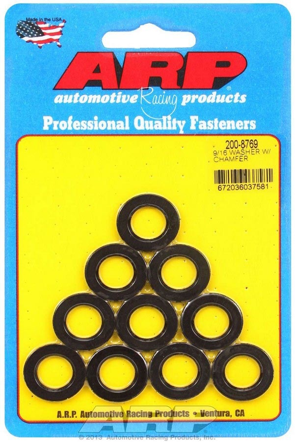 Auto Racing Products Black Washers - 9/16 ID x 1.00 OD Chamfer (10)