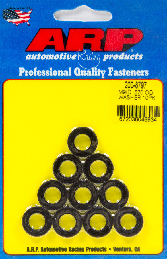 Auto Racing Products Black Washers - 9mm ID x .670 OD (10pk)