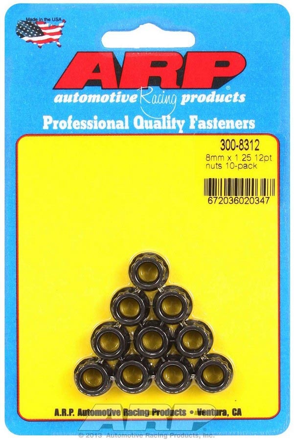 Auto Racing Products 8mm x 1.25 12pt. Nuts (10)