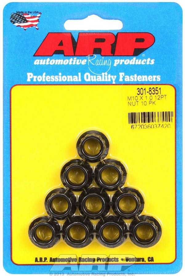 Auto Racing Products 10mm x 1.0 12pt Nut Kit 10pk