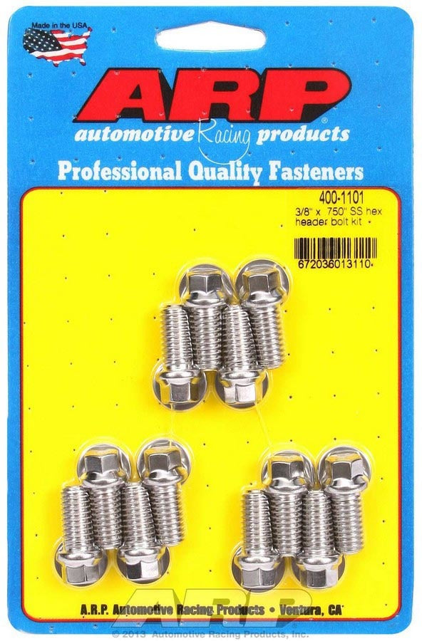 Auto Racing Products S/S Header Bolt Kit - 3/8 x .750 UHL (12)