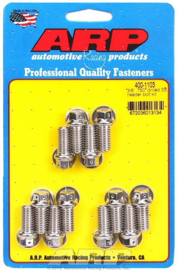 Auto Racing Products S/S Header Bolt Kit - 3/8 x .750 UHL (12)