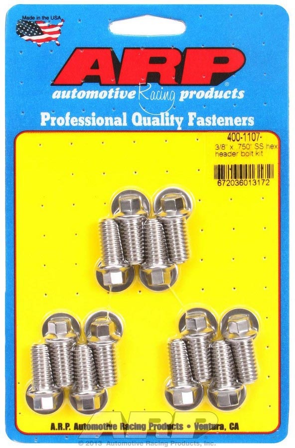 Auto Racing Products S/S Header Bolt Kit - 3/8 x .750 UHL (12)