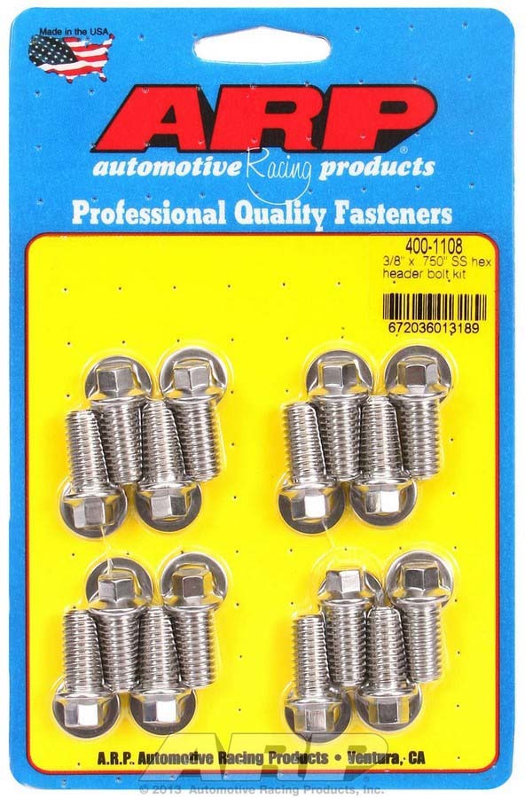 Auto Racing Products S/S Header Bolt Kit - 3/8 x .750 UHL (16)