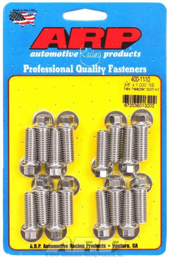 Auto Racing Products S/S Header Bolt Kit - 3/8 x 1.00 UHL (16)