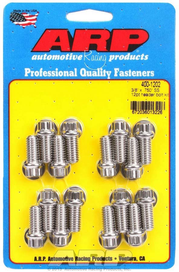 Auto Racing Products S/S Header Bolt Kit - 3/8 x .750 UHL (16)