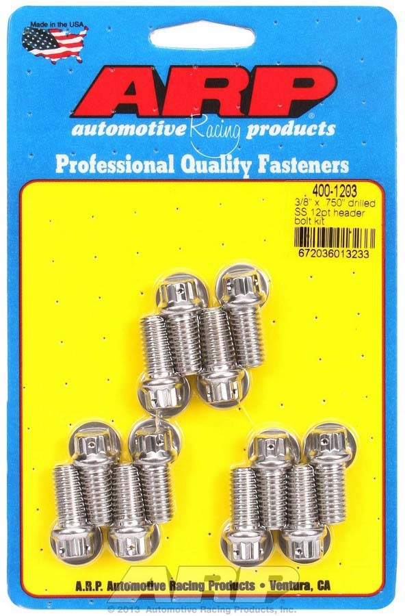 Auto Racing Products S/S Header Bolt Kit - 3/8 x .750 UHL (12)