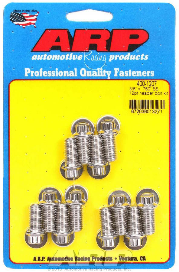 Auto Racing Products S/S Header Bolt Kit - 3/8 x .750 UHL (12)