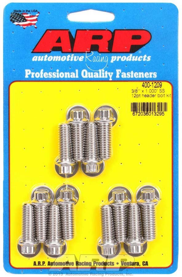 Auto Racing Products S/S Header Bolt Kit - 3/8 x 1.00 UHL (12)