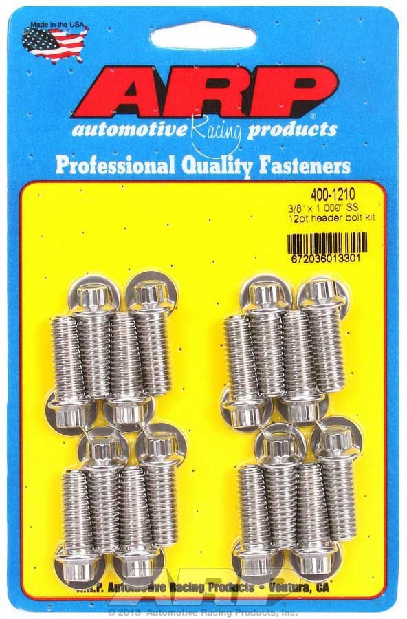 Auto Racing Products S/S Header Bolt Kit - 3/8 x 1.00 UHL (16)