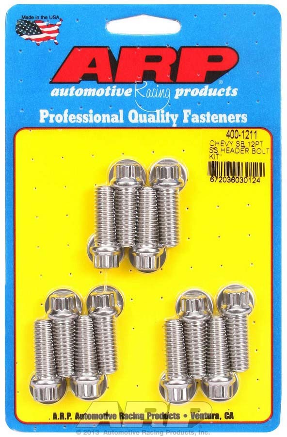 Auto Racing Products S/S Header Bolt Kit - 3/8 x 1.00 UHL (12)