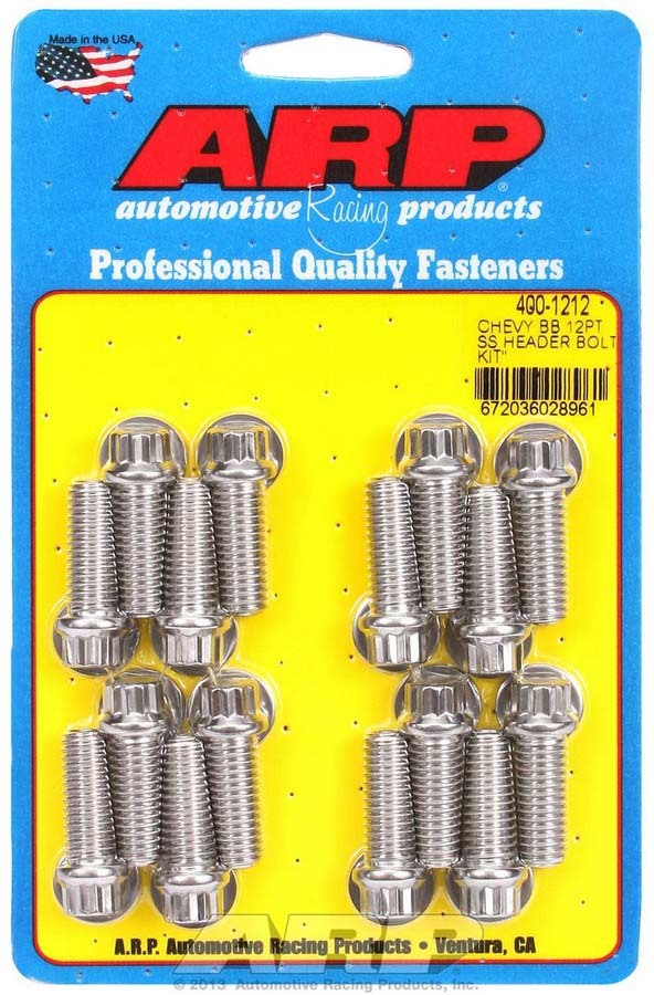 Auto Racing Products S/S Header Bolt Kit - 3/8 x 1.00 UHL (16)