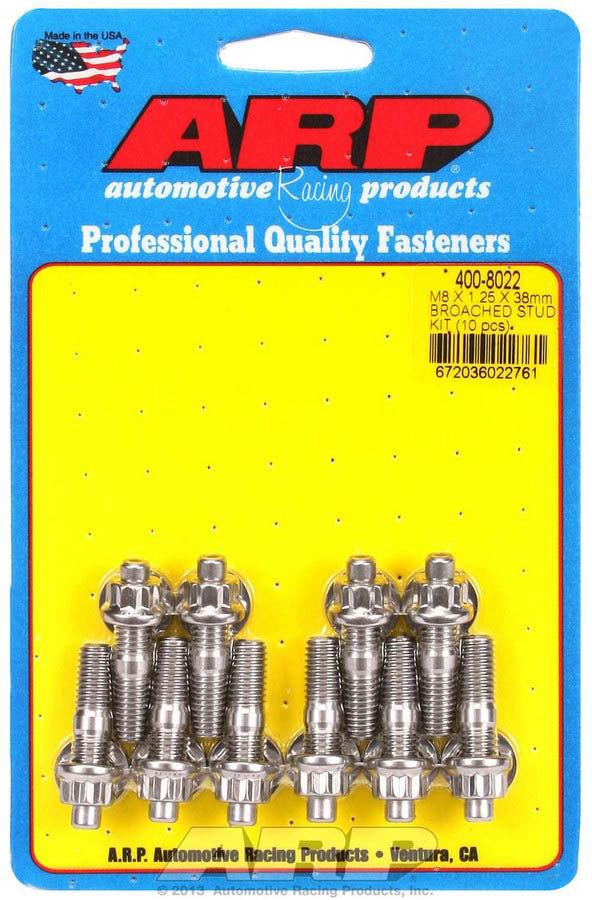 Auto Racing Products S/S Stud Kit - (10) M8 x 1.25in x  38mm