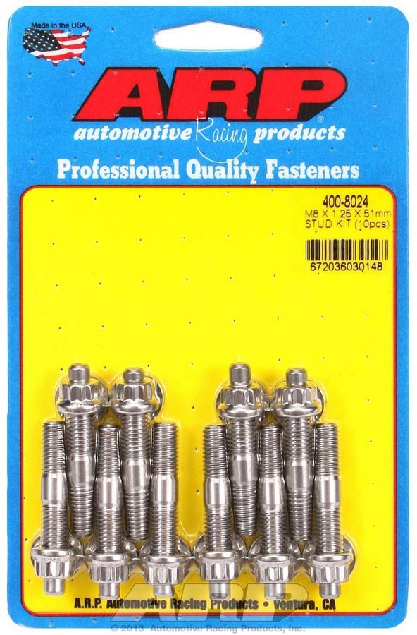 Auto Racing Products S/S Stud Kit - (10) M8 x 1.25in x  51mm