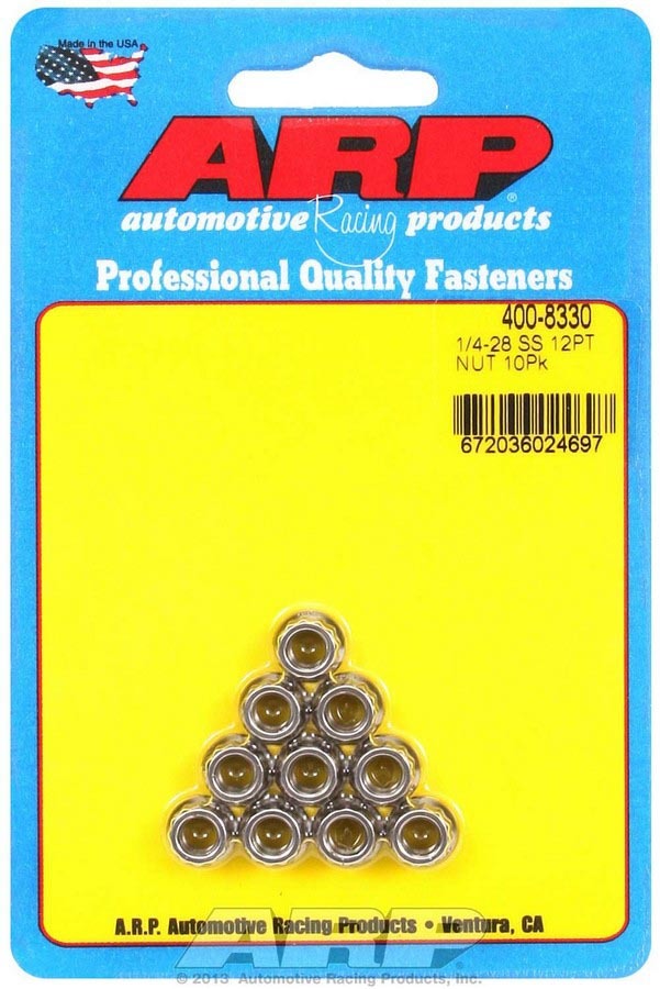 Auto Racing Products S/S 12pt. Nuts - 1/4-28 (10)