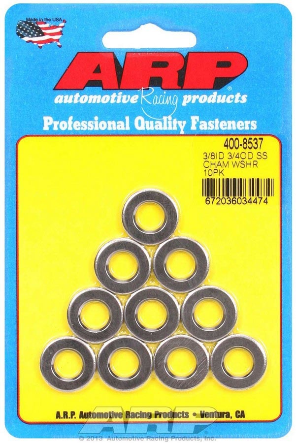 Auto Racing Products S/S Flat Washers - 3/8 ID x 3/4 OD (10)