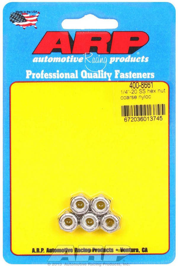 Auto Racing Products S/S Hex Nyloc Nuts 1/4-20 (5)