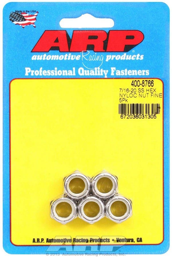 Auto Racing Products S/S 6pt. Fine Nyloc Nuts - 7/16-20 (5)