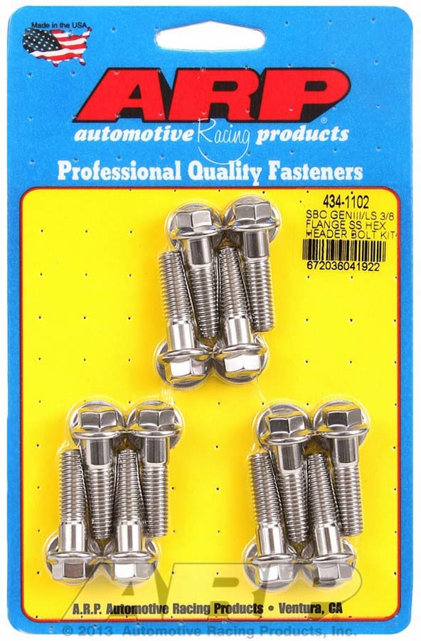 Auto Racing Products S/S Header Bolt Kit - 6pt. GM LS