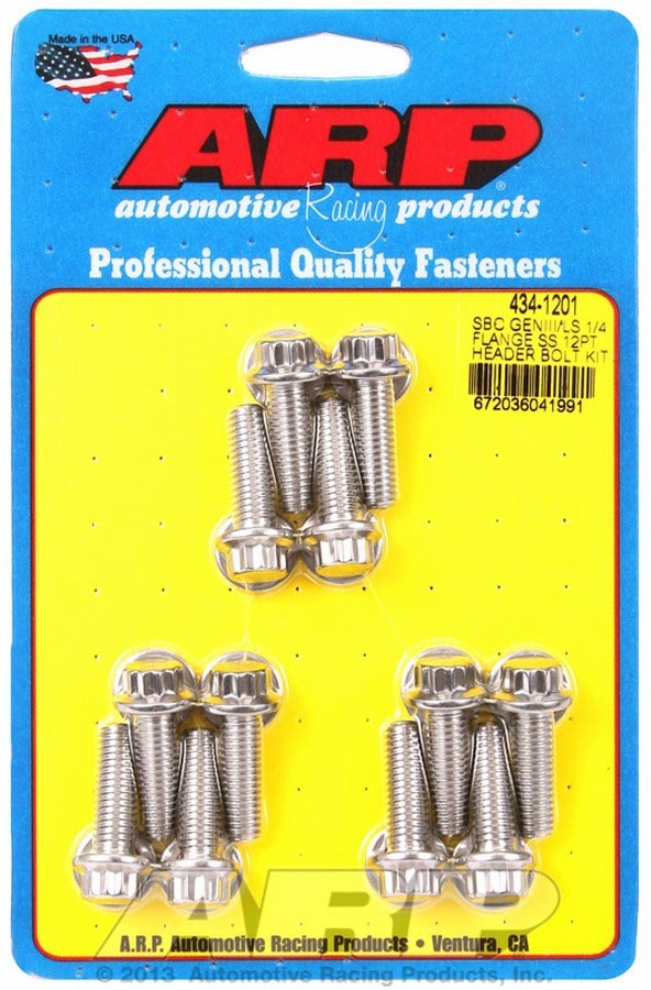 Auto Racing Products S/S Header Bolt Kit - 12pt. GM LS