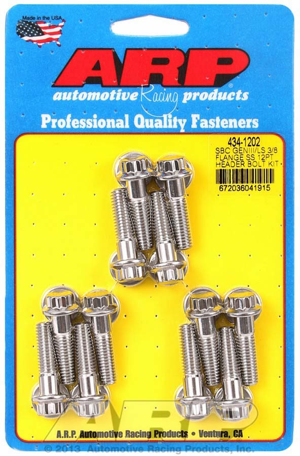 Auto Racing Products S/S Header Bolt Kit - 12pt. GM LS