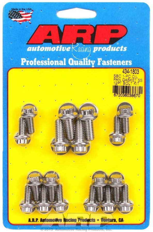 Auto Racing Products SBC S/S Oil Pan Bolt Kit 12pt.