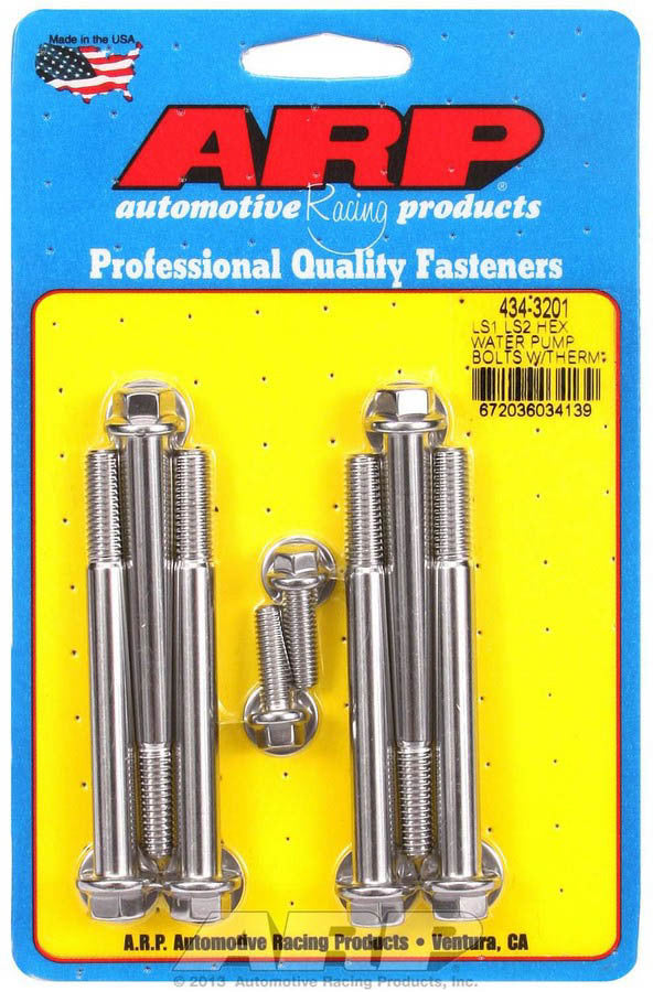 Auto Racing Products S/S W/P & Thermostat Hsg Bolt Kit - 6pt. LS1/LS2