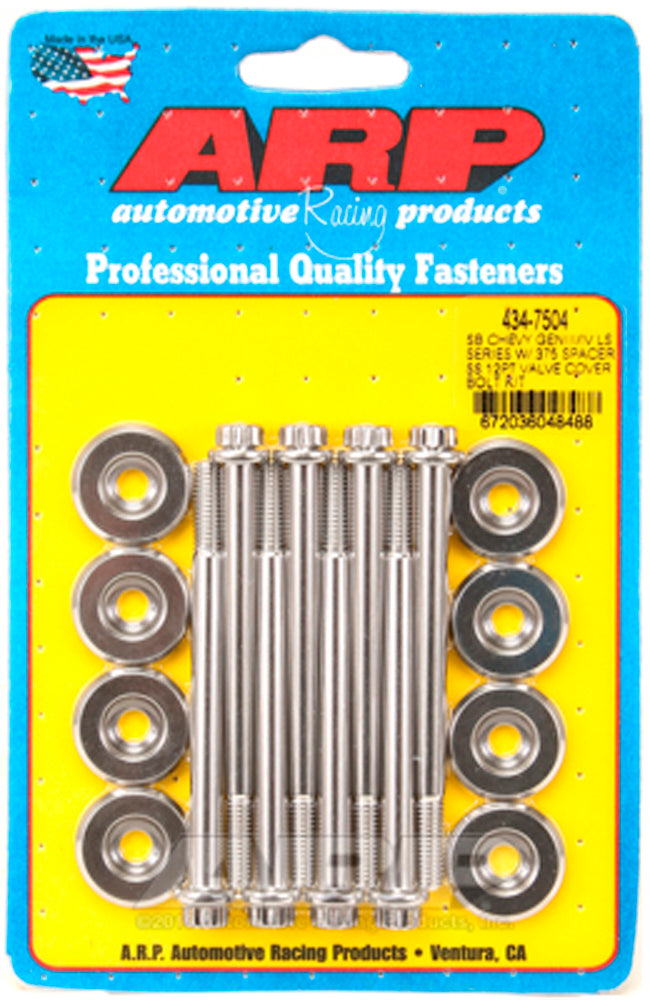 Auto Racing Products Valve Cover 12pt SS Bolt Kit GM LS e/.375 Spacer