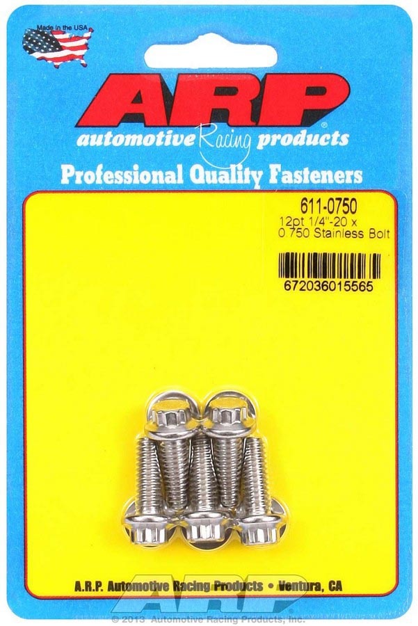 Auto Racing Products S/S Bolt Kit - 12pt. (5) 1/4-20 x .750