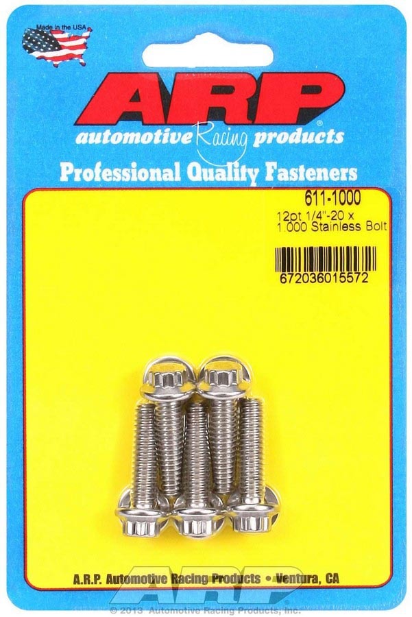 Auto Racing Products S/S Bolt Kit - 12pt. (5) 1/4-20 x 1.000