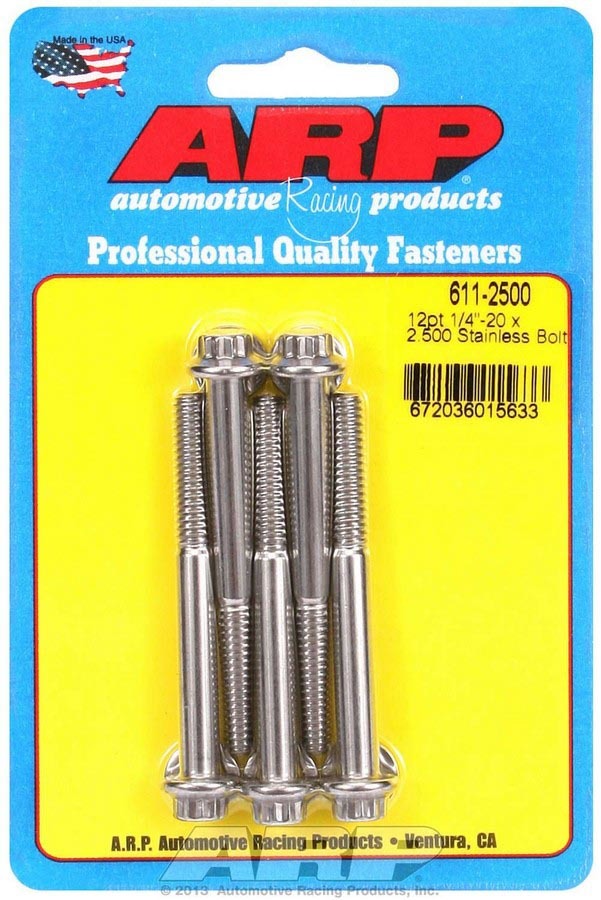 Auto Racing Products S/S Bolt Kit - 12pt. (5) 1/4-20 x 2.500