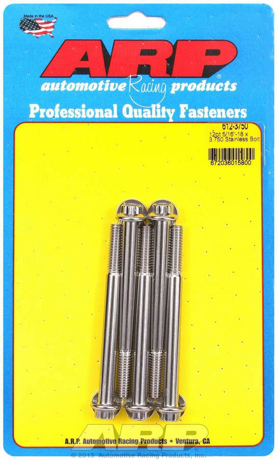 Auto Racing Products S/S Bolt Kit - 12pt. (5) 5/16-18 x 3.750