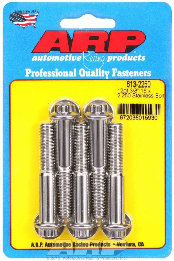 Auto Racing Products S/S Bolt Kit - 12pt. (5) 3/8-16 x 2.250