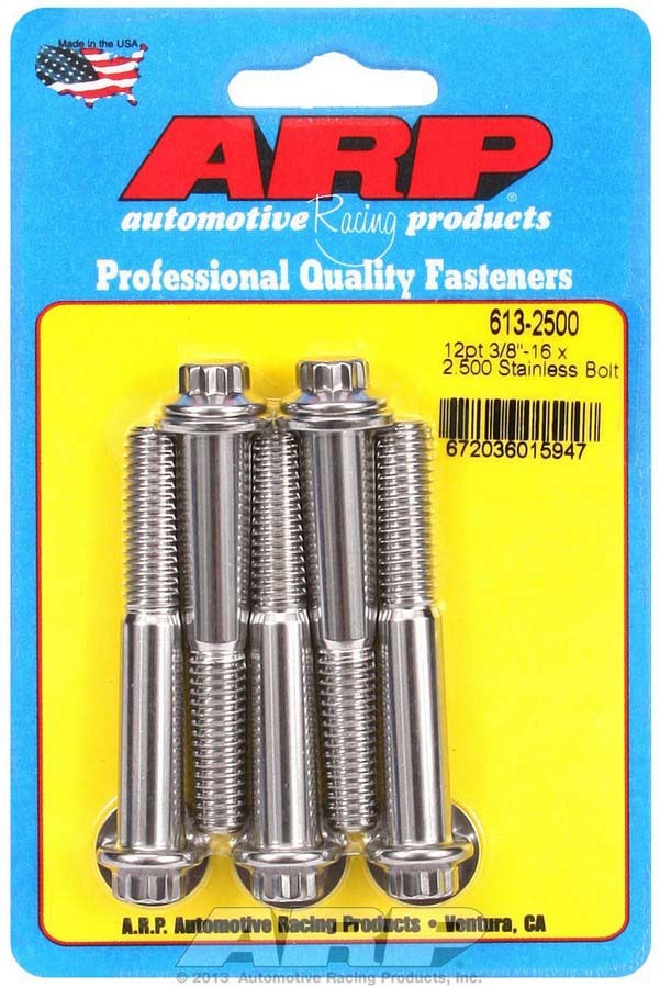 Auto Racing Products S/S Bolt Kit - 12pt. (5) 3/8-16 x 2.500