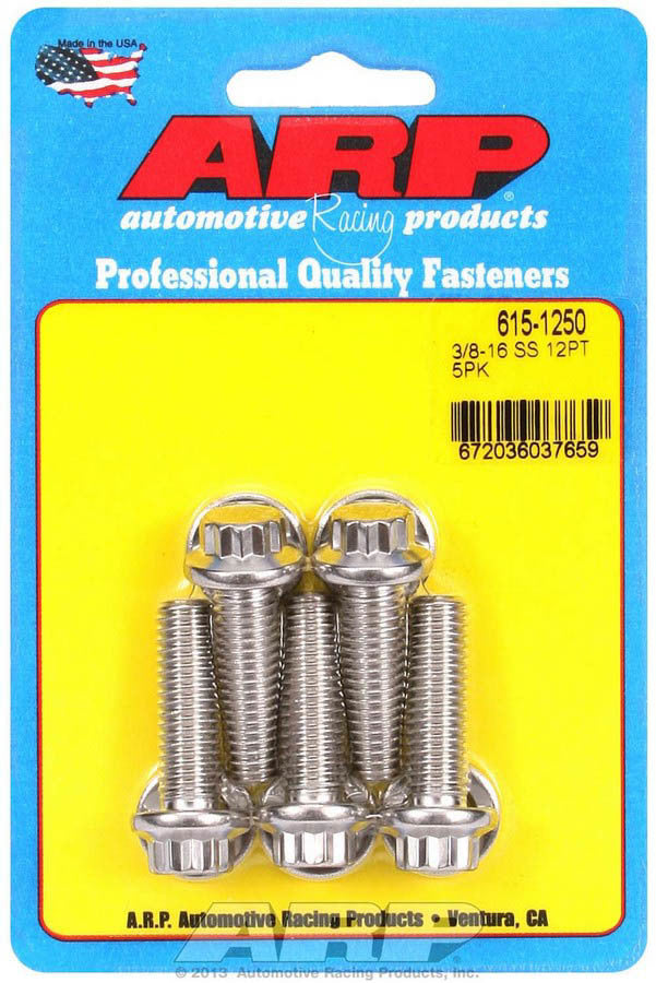 Auto Racing Products S/S Bolt Kit - 12pt. (5) 3/8-16 x 1.250