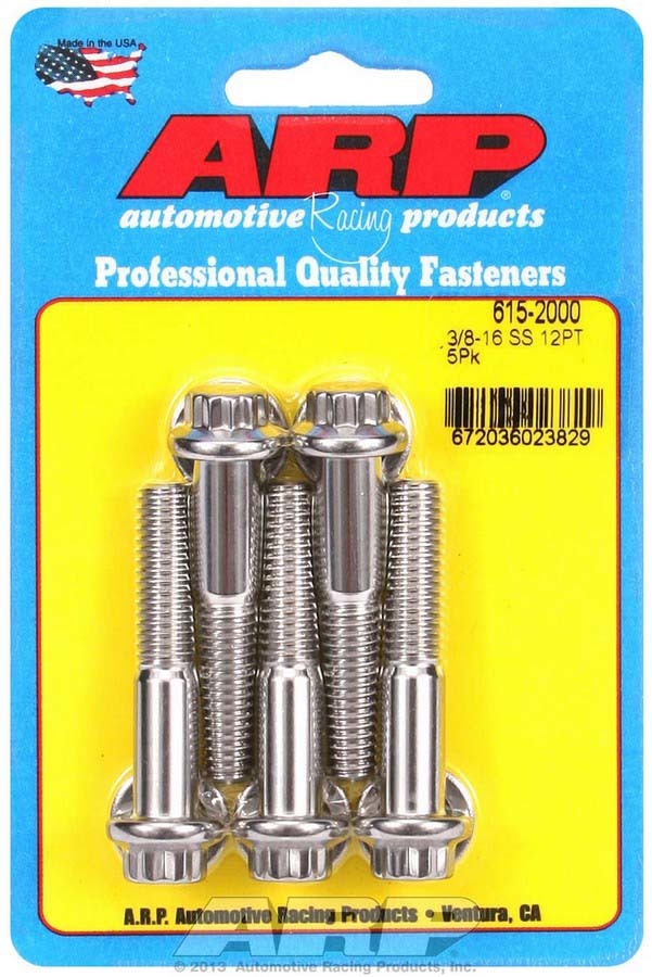 Auto Racing Products S/S Bolt Kit - 12pt. (5) 3/8-16 x 2.000