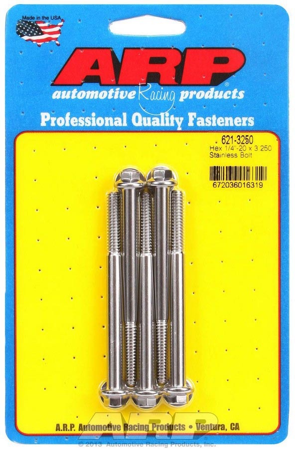 Kit de pernos de acero inoxidable para productos de carreras de autos - 6 puntos (5) 1/4-20 x 3,250