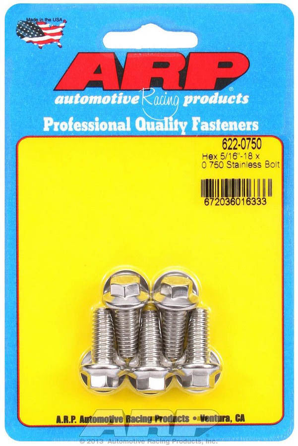 Auto Racing Products S/S Bolt Kit - 6pt. (5) 5/16-18 x .750