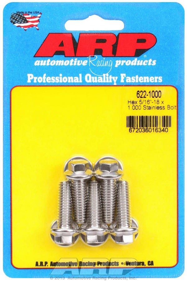 Auto Racing Products S/S Bolt Kit - 6pt. (5) 5/16-18 x 1.000