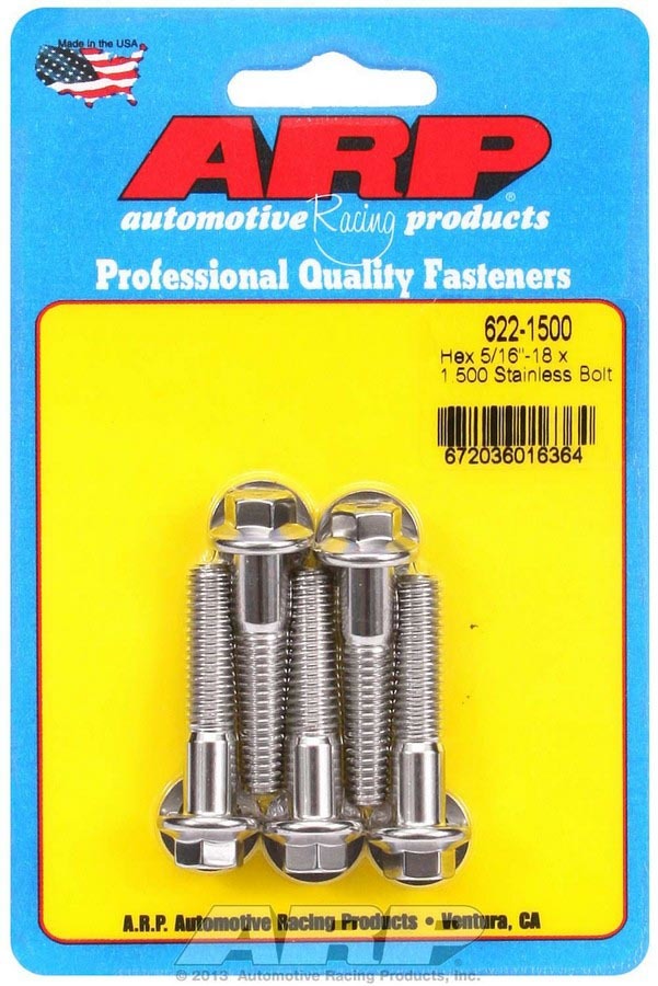 Auto Racing Products S/S Bolt Kit - 6pt. (5) 5/16-18 x 1.500