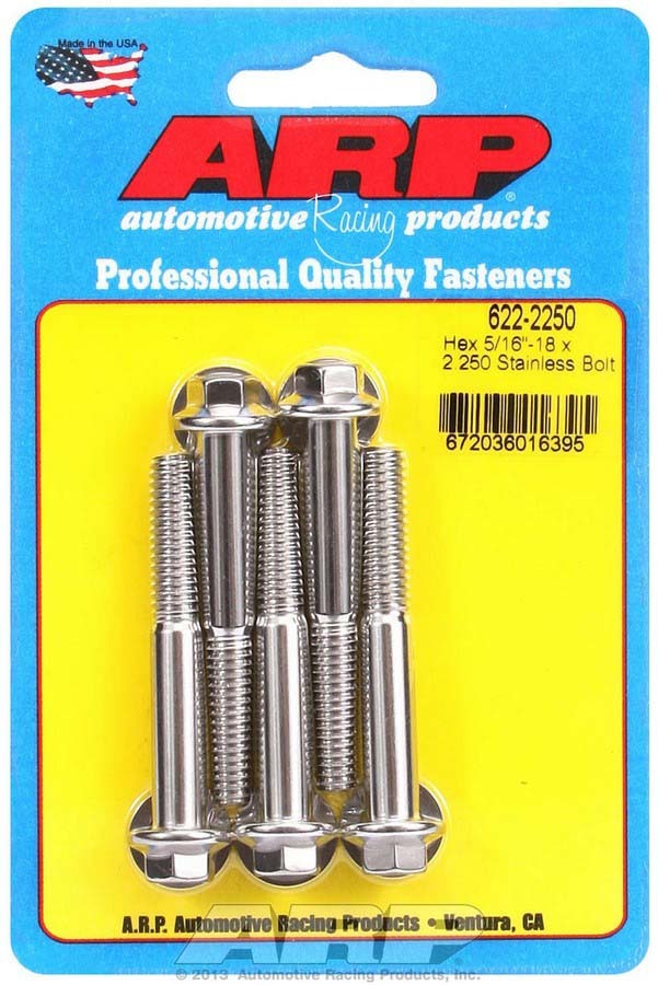 Auto Racing Products S/S Bolt Kit - 6pt. (5) 5/16-18 x 2.250
