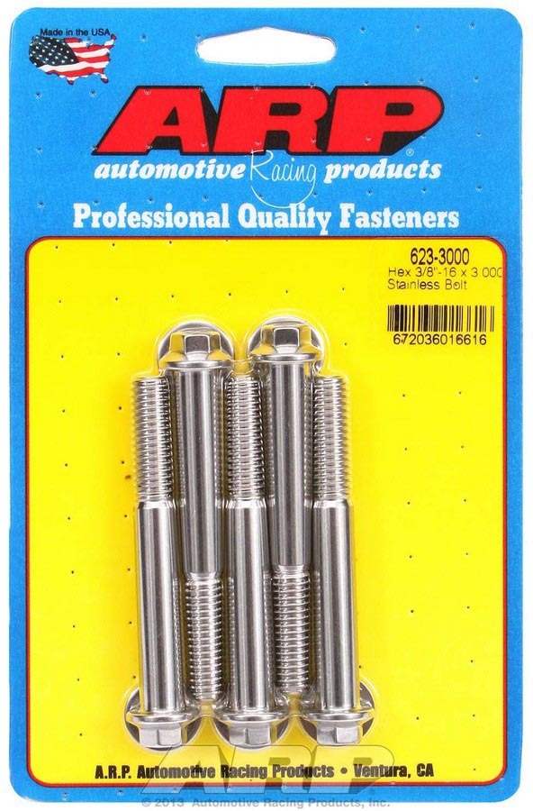 Auto Racing Products S/S Bolt Kit - 6pt. (5) 3/8-16 x 3.000