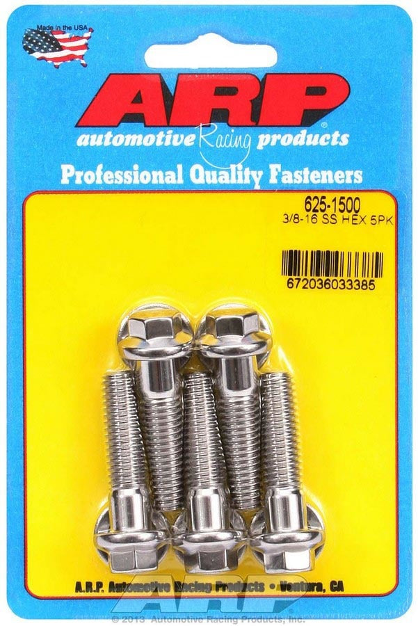 Auto Racing Products S/S Bolt Kit - 6pt. (5) 3/8-16 x 1.500